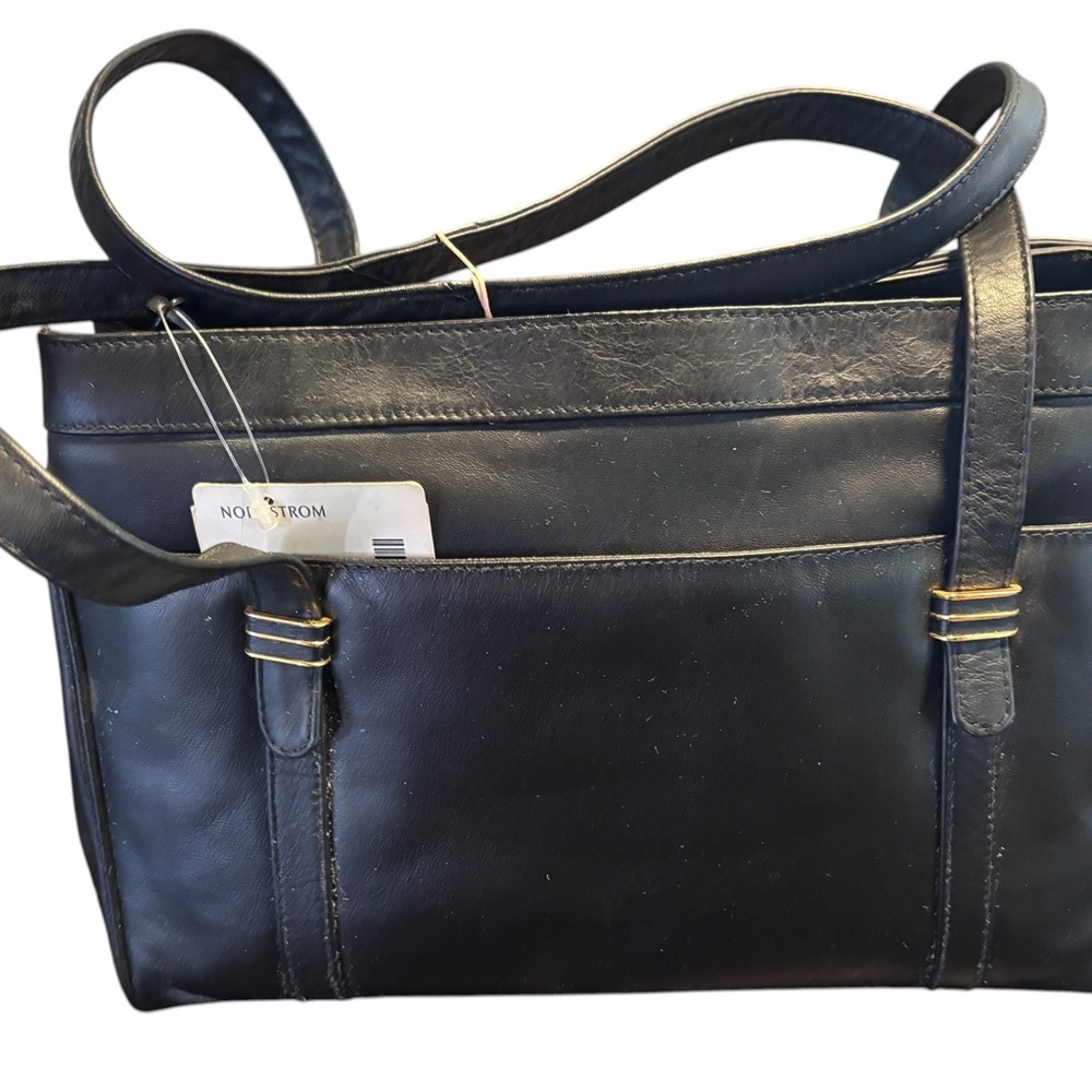 Ganson Black Leather Shoulder Tote - Picture 8 of 10